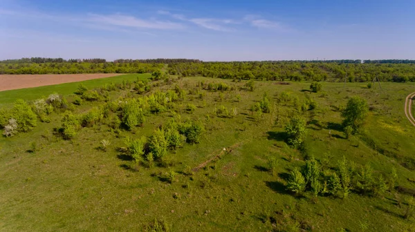 Mooie Luchtfoto Van Wilde Natuur Blauwe Hemel — Stockfoto