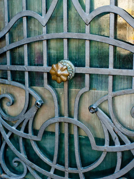 Bronzové Staré Pero Kovové Dveře — Stock fotografie