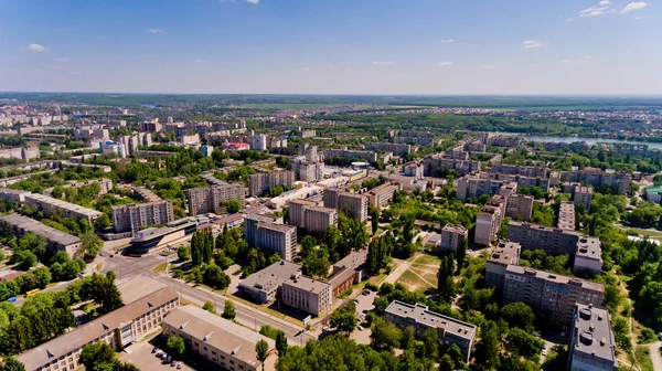 Flygfoto Över Staden Byggnaderna Tidigt Våren — Stockfoto