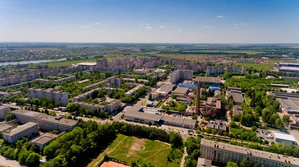 Vue Aérienne Des Bâtiments Ville Début Printemps — Photo