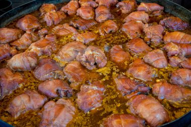 Soslu domuz budu. Yakın plan..