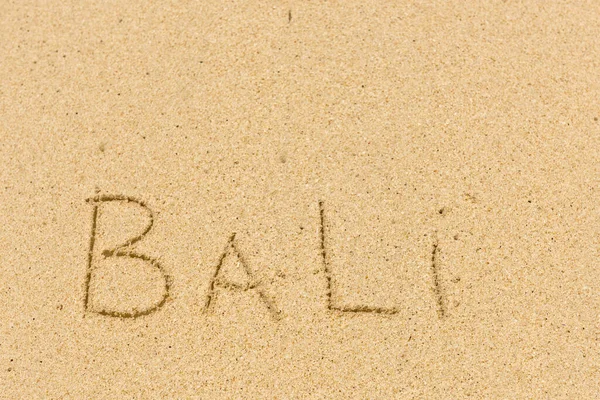 Bali Schild Einem Sandstrand Hintergrund Hautnah — Stockfoto