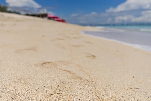 Fußabdrücke Sand Strand Von Pandawa Bali Indonesien — Stockfoto