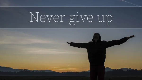 Nunca desista do conceito motivacional — Fotografia de Stock