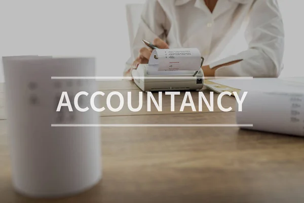 Accountancy tekst over accountant of financieel adviseur — Stockfoto