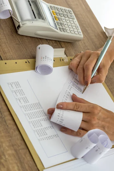 High angle view of female accountant — Stock Photo, Image