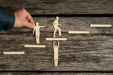 Ekip çalışması kavramı rustik ahşap üzerine