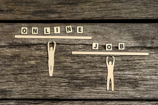 People holding up bars that show the words online job — Stock Photo, Image