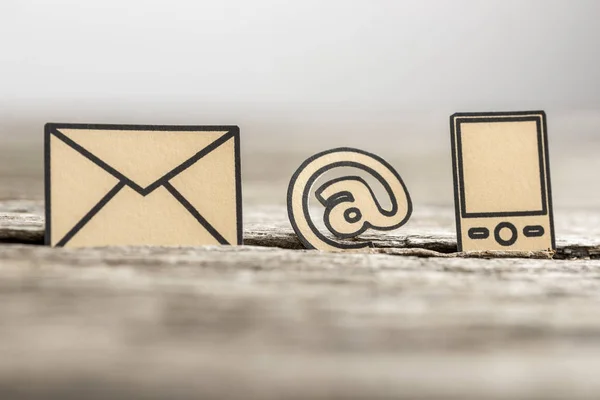 Small At sign, mail and phone symbols — Stock Photo, Image