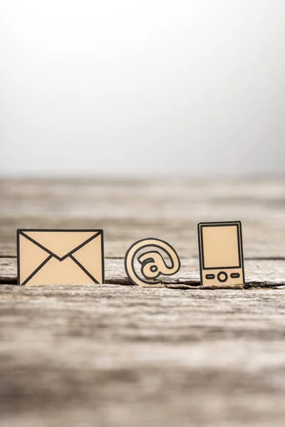 Contact and communication icons, telephone, at sign and mail — Stock Photo, Image