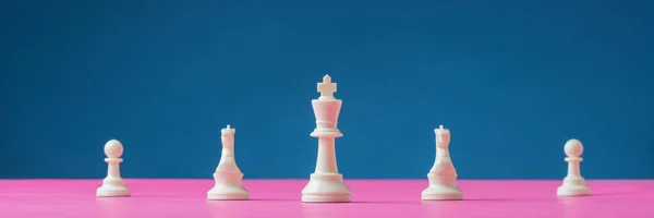 White chess pieces with king in the lead — Stock Photo, Image