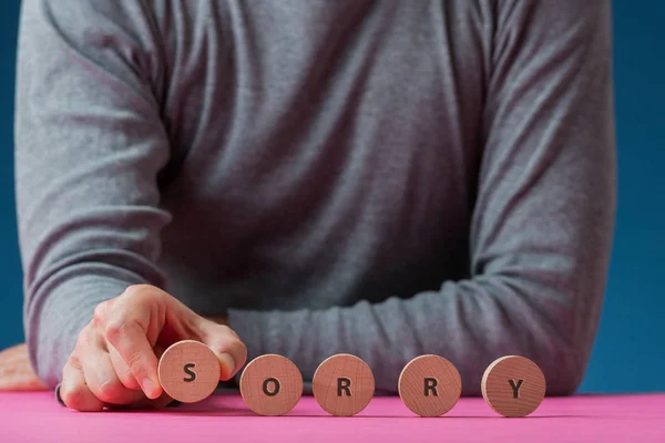 Sorry sign on wooden cut circles — Stock Photo, Image