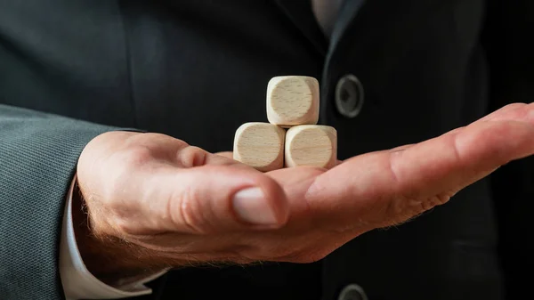 Blank wooden dices build in pyramid shape — 图库照片