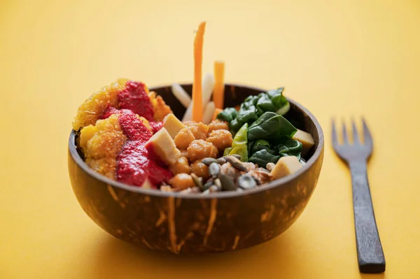 Closeup View Delicious Colorful Looking Vegan Meal Served Buddha Bowl — Stock Photo, Image