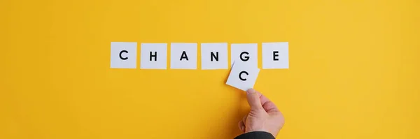 Mano Hombre Negocios Cambiando Palabra Change Chance Imagen Conceptual Oportunidad — Foto de Stock