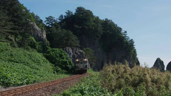 Tren dağdan ayrılıyor. Ve bir yeşil doğa etrafında.