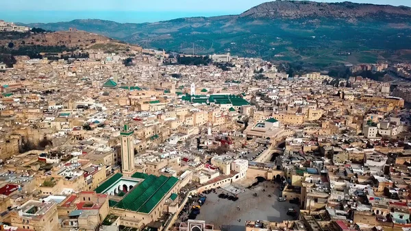 Marokkói Légi Felvétel Minden Ház Hegy Látható Távolban — Stock Fotó