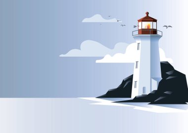 Deniz feneri rock vektör çizim