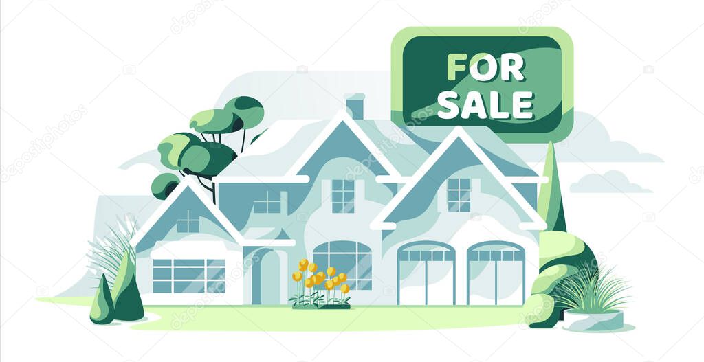 Real estate proposal home for sale isolated white background