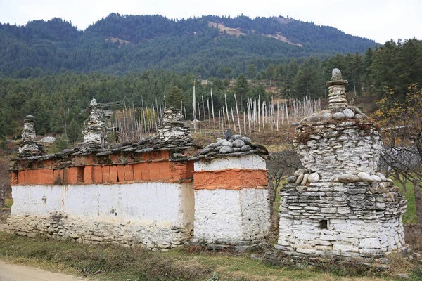 Budist dua duvar ve Stupa, Bhutan — Stok fotoğraf