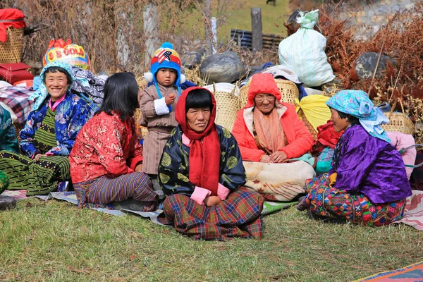 Yak Festival Família, Butão — Fotografia de Stock