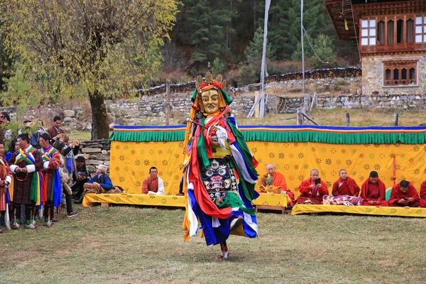 不丹牦牛节神用舞蹈庆祝 — 图库照片