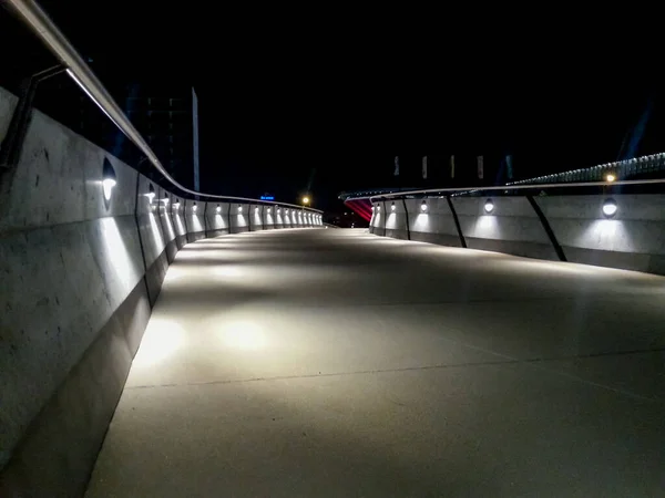 Pont Béton Ville Katowice Nuit Avec Lumières — Photo