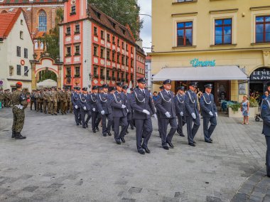 Wroclaw 15 Ağustos 2018 Polonya askeri festivali pazar meydanında