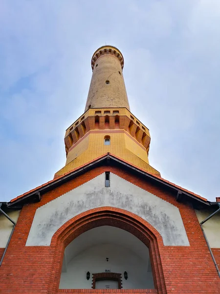 Swinoujscie Polônia Novembro 2018 Lookup Para Torre Farol Lanterna Edifício — Fotografia de Stock