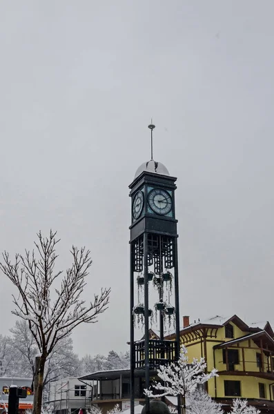 Věž Hodinami Zimě Bankia Městečko Nedaleko Sofie — Stock fotografie