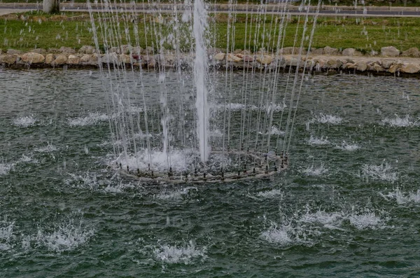 Jardín Con Lago Fuente Delchevo Makedonia —  Fotos de Stock