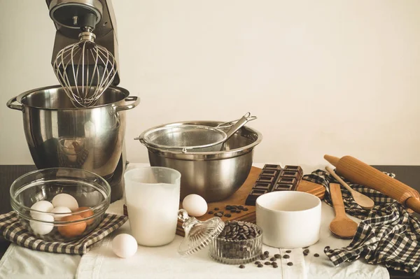 Ingredients for flour products or dessert. Cooking Cupcakes. Rural or rustic style