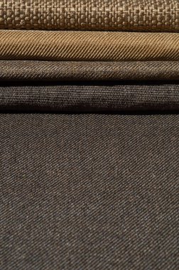 Kahverengi katalog, çok renkli kumaş. Örnek kumaş. Sektör arkaplanı. 