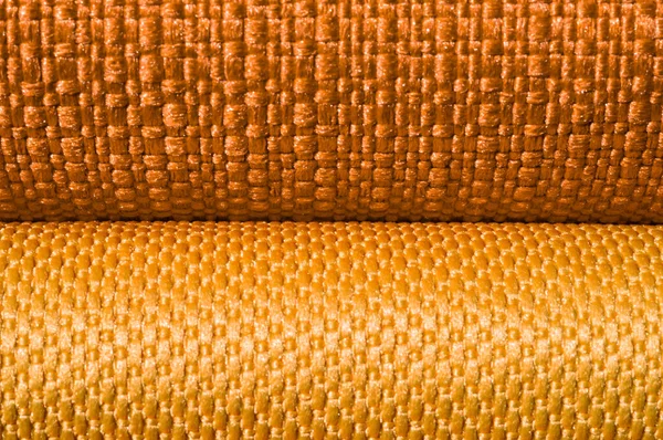 Каталог ткани в желтых оранжевых тонах. Образец ткани. Промышленность . — стоковое фото
