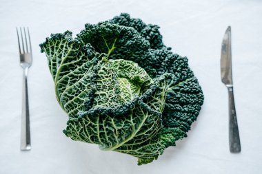 Beyaz zemin üzerine taze yeşil Kale en kullanışlı sebze