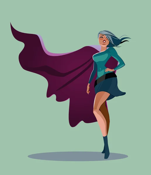 Hermosa supermujer en un traje de pose de orgullo — Vector de stock