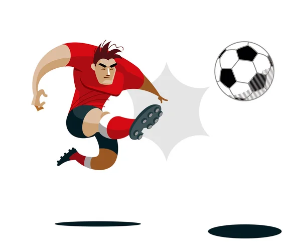 Jugador de fútbol pateando pelota. — Vector de stock