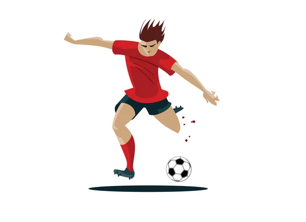 Jugador de fútbol patear pelota Vector ilustración — Archivo Imágenes Vectoriales