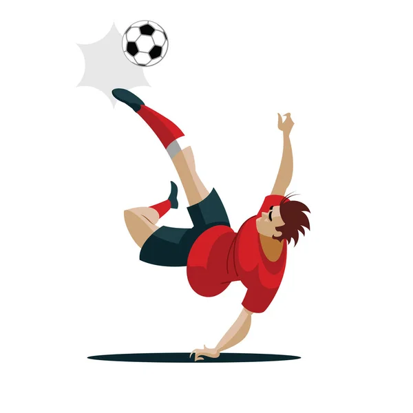 Jugador de fútbol patear pelota Vector ilustración — Archivo Imágenes Vectoriales