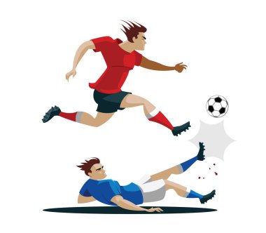 Futbolcu top taşıyıcı illüstrasyonunu tekmeliyor