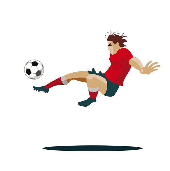 Pemain sepak bola menendang bola - Stok Vektor