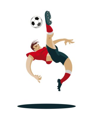 Futbol oyuncu tekme topu. vektör çizim