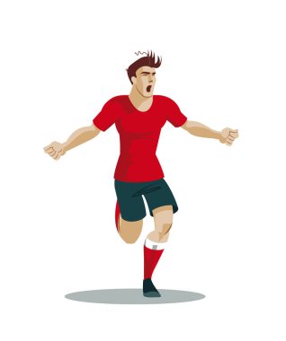 Futbol oyuncu tekme topu. vektör çizim