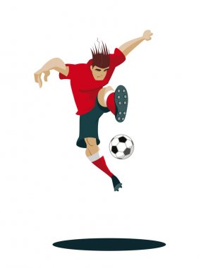 Futbol oyuncu tekme topu. vektör çizim