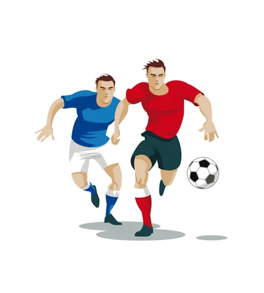 Les joueurs se battent pour le ballon. Illustration vectorielle — Image vectorielle