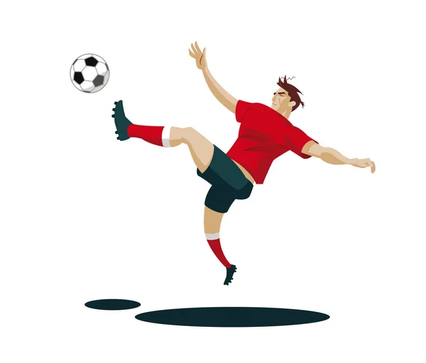 Jugador de fútbol pateando pelota. Ilustración vectorial — Archivo Imágenes Vectoriales