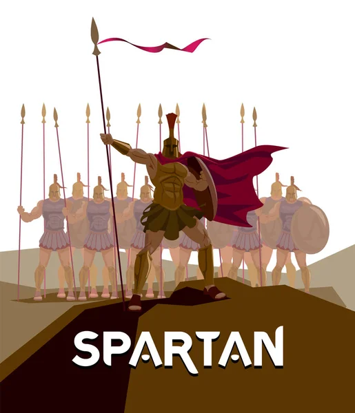 Destacamento de legionarios romanos. Logo Spartan. Guerreros defensor — Vector de stock