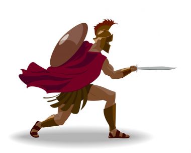 Zırh ve hoplite kalkan bir sw holding ile kızgın Spartalı savaşçı