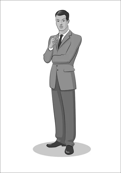 Businessman standing. Vector illustration isolated on a white background — Stock Vector