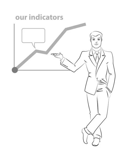 Empresário de pé. Esboço. Ilustração vetorial isolada sobre fundo branco —  Vetores de Stock